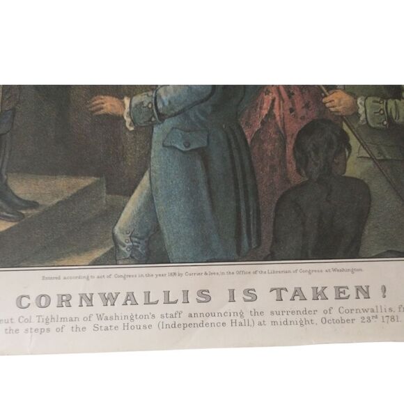 Cornwallis Is Taken Military Lithograph Print Calendar Ephemera Vtg Currier Ives - Picture 9 of 16